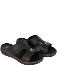 Buy Mens Patterned Strap Arabic Sandals Black in UAE