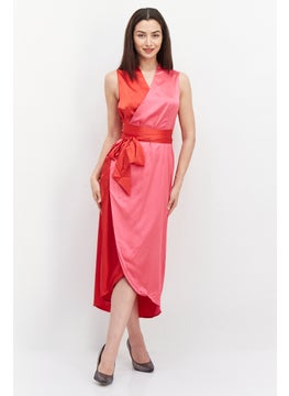 اشتري Women Plain Casual Midi Dress, Red/Pink في الامارات