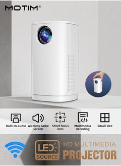 اشتري Smart Wi-Fi Mini Projector 100 ANSI Lumen Portable Projector 360° Speaker Movie Projector 100 Inch Picture Outdoor Projector Watch Anywhere في الامارات