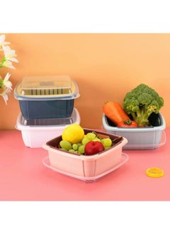 Buy Food preservation container with strainer and lid, 3 in 1, multi-colour in Egypt