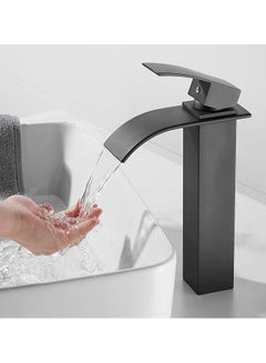 اشتري Basin Mixer Taps, Tall Waterfall Bathroom Sink Taps, Single Lever Handle Countertop Washbasin Mixer Faucet, Anti-Rust and Anti-Wear Sink Faucets, Matt Black في السعودية
