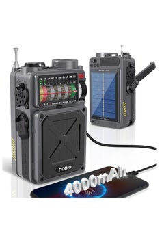 Buy Portable Shortwave Radio - 4000mAh AM/FM/WB/SW Shortwave Radio with Bluetooth Speaker, Flashlight, Sleep Timer, SOS Alarm, and White Noise, Suitable for Camping, Emergency in Saudi Arabia