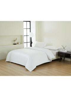 اشتري Pure Cotton Duvet Cover 140X200Cm With 1 Pillow Case 50X75Cm, With 4" Hem (White, Single) في الامارات