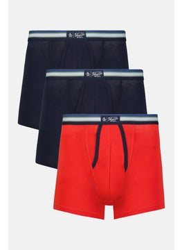 اشتري Men 3 Pc Textured Boxer Briefs, Red/Navy Blue Combo في الامارات