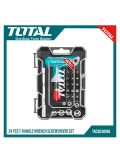 Buy TOTAL Premium Quality 24 pcs Bits Set with T-Handle Ratchet Wrench - TACSD30186 in Saudi Arabia