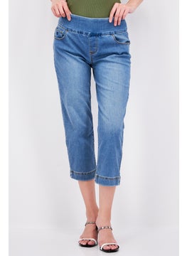 Buy Women Regular Fit Washed Stretchable Denim, Blue in UAE