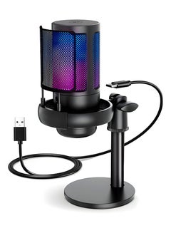 Buy RGB Gaming Microphone with Volume Controlling, Pop Filter, Condensor Mic with Quick Mute in UAE