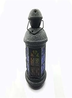 Buy Ramadan Lantern - glass and metal - height of 21 cm, black color in Egypt