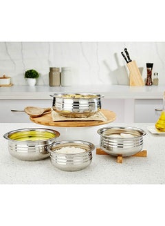 Buy 8 Piece Cookware Set Stainless Steel Pots With Lid 24/26/28/30 cm in Saudi Arabia