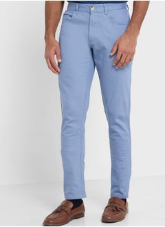 Buy Thomas Scott Men Blue Slim Fit Chinos Trousers in UAE