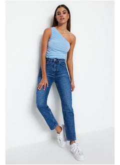 اشتري Blue High Waist Mom Jeans TWOSS23JE00085 في مصر