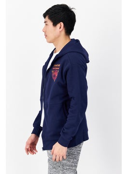 اشتري Men Hooded Graphic Print Long Sleeves Sweatshirt, Navy Blue Combo في الامارات