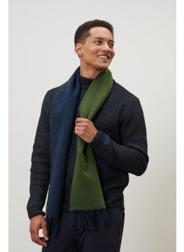 Buy Men Woven Scarf 30 x 190 cm, Navy/Green in UAE