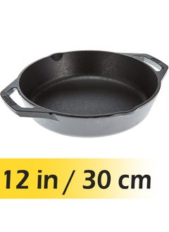 Buy Pre-Seasoned Cast Iron Grill Skillet Pan 12 in. 30cm With Dual Handle Suitable for the campfire, Stove Top and Oven in UAE