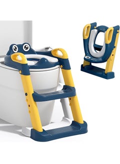 Buy Potty Training Seat, Kids Toilet Training Seat with Step Stool 2 in 1 Foldable Chair with Adjustable Height Ladder Guard Handle Soft Cushion for Boys Girls in Saudi Arabia