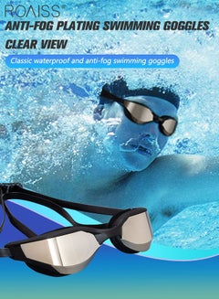Buy Swim Goggles for Adult with Soft Silicone Gasket, Anti-fog No Leaking Clear Vision Pool Goggles, Swimming Glasses for Men Women, Black and Silver in UAE