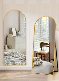 Buy Full Length 155x45cm Arched Floor Mirror, Full Length Wall Mirror with Aluminum Frame for Living Room Bedroom Gold in Saudi Arabia