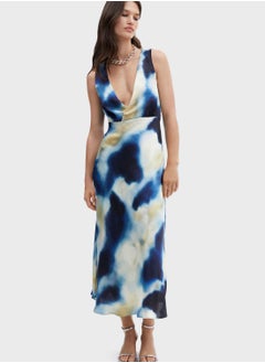 اشتري Plunge Neck Printed Dress في الامارات