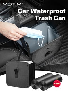 اشتري Foldable Hanging Car Trash Can Car Waste Basket Car Garbage Bin Oxford Car Organizer with 2 Roll Trash Bag في الامارات