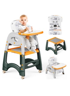 اشتري Baby High Chair, Portable High Chair with Adjustable Heigh and Recline, Foldable High Chair for Babies and Toddler with 4 Wheels, High Chair for Toddlers with Removable Tray في الامارات