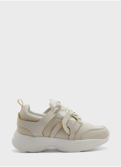 Buy Knit Pu Interwoven Detail Sneaker in UAE