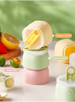 Buy 3-Piece Ice Cube Trays, Silicone Ice Cube Molds, Can Make Ice Cubes or Ice Cream, Yellow, Green, Pink in Saudi Arabia