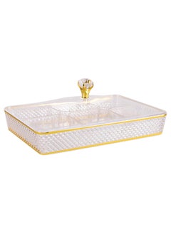 اشتري Acrylic Rectangle Tray with Lid - 40x27cm | 6 Inner Dividers في الامارات