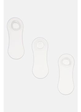 Buy Men 3 Pairs Plain Round Invisible Socks, White in UAE