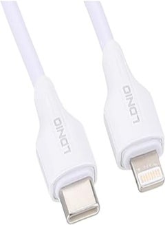 Buy Ldnio LC122I Fast Charging Data Cable Lightning To USB-C, 2M Length, 30 Watt Power Max - White in Egypt