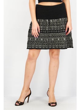 Buy Women Textured Mini Skirt, Black Combo in Saudi Arabia