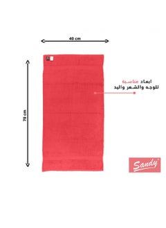 Buy SANDY 100% Cotton Luxury Bath Towel for Face , Eco-Friendly , Super Soft ( 70x40)cm, Red in Saudi Arabia