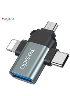 Buy USB C OTG Adapter, 3 in 1 Micro USB/IP/USB-C to USB2.0 Female Converter, Adapter for Media Sticks, Android Phones, Apple Phones, Tablets High-Speed ​​Data Transfer, Compatible with alll smart phones in Egypt