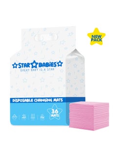 اشتري Star Babies Disposable Changing Mat Pack of 36 - PINK, New في الامارات