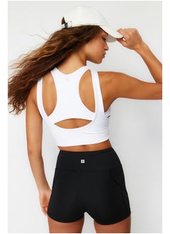 Buy White Back Reflector Print Detailed Supported/Shaping Knitted Sports Bra THMSS24SS00001 in Egypt