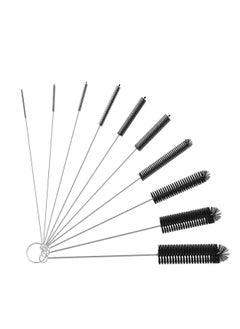 Buy Excefore 9.8 Inches Nylon Bottle Tube Nozzle Cleaning Brush Upgraded with Top Bristles Design and Protective Cap 10 Pcs Pipe Drinking Straws Cleaning Brush Set for Jewelry Keyboard in UAE