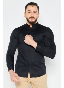 Buy Men Regular Fit Long Sleeve Solid Casual Shirt, Black in UAE