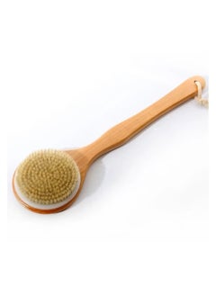 Buy Body Brush and Back Scrubber with Long Bamboo Handle - Brown in UAE