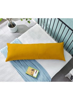 اشتري Krude Long Body Pillow 1pc, Fabric: 100% Polyester 85 GSM Microfiber 1 cm Stripe Super Soft, Filling: 1300 gm Hollow Fiber Comfort, Breathable & Ultra Soft Size: 45 x 120 cm, Color: Mustard في الامارات