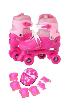 Buy Kids Perfect Inline Pink Roller Skates with Helmets and Pads Skates Roller Skate Shoe Set in UAE