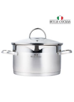 اشتري كسرولة Bella Cucina مقاس Ø22X12.5 سم S/S تعمل بالحث مع غطاء، ومتانة استثنائية ووعاء طهي آمن وقوي في الامارات