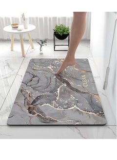 اشتري 1-Piece Bath Mat Super Absorbent Non-Slip Bathroom Rug Diatom Mud Marbling 60x40 cm في الامارات