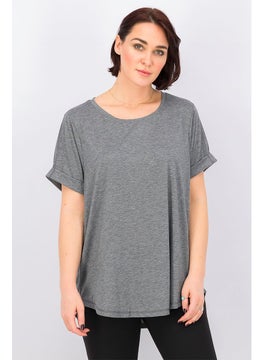 Buy Women Sportswear Fit Short Sleeve Training Top, Grey Heather in UAE