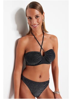 Buy Black Strapless Silvery Bikini Top TBESS23BU00302 in Egypt