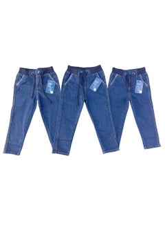 Buy Kids Denim Elasticated Waist Joggers Pants With Open Hem in UAE