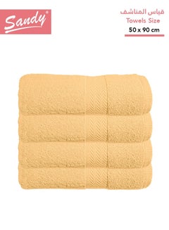 Buy Sandy Premium Hotel Quality Hair Towel 100% Cotton Made in Egypt - 600 GSM, Soft Quick Drying and Highly Absorbent (4 Pack - 50x90 cm) - Golden Beige in Saudi Arabia