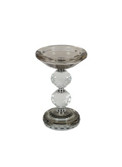 اشتري Crystal Pillar Candle Holder 10x10x15cm- Smoked Grey في الامارات