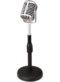 Buy Desktop Microphone Prop Model with Adjustable Stand Classic Retro Style Microphone Prop Decor for Party Decoration Costume Role Play Game Night in UAE