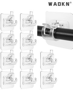 Buy 10 Pcs Adjustable Rod Bracket, Self-Adhesive Curtain Hook No Drill Fixing Rod Holder Bracket Drapery Hook Curtain Pole Towel ABS Wall Bracket Hook for Home Bathroom Living Room Hotel Use (Clear) in UAE