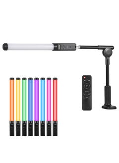 Buy Handheld RGB Tube Light with Desktop Clip-on Light Stand Remote Control LED Video Light Wand 3200K-5500K Dimmable 9 Colorful Lighting Effects Built-in Battery in UAE