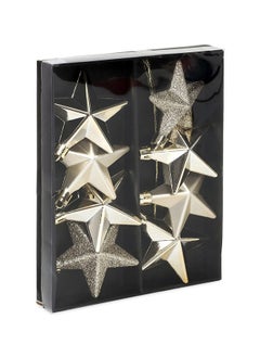 Buy 8-Piece Star Hanging Decoration, Gold - 6.5 cm in UAE